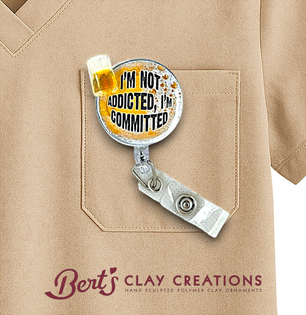 Weekend Forecast Beer Badge Topper – Swappable Clay ID Clip – Funny Beer Lover Gift – Handmade Work Accessory