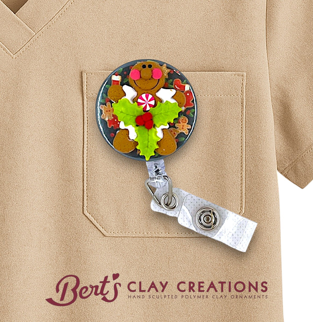 Gingerbread Swappable Badge Topper Christmas Decoration Nurse Gift Badge Reel