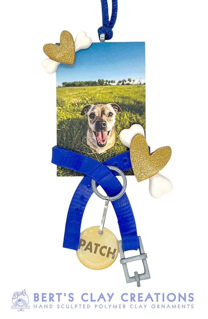 Pet Photo with Personalized Tag Ornament - Bert's Clay Creations
