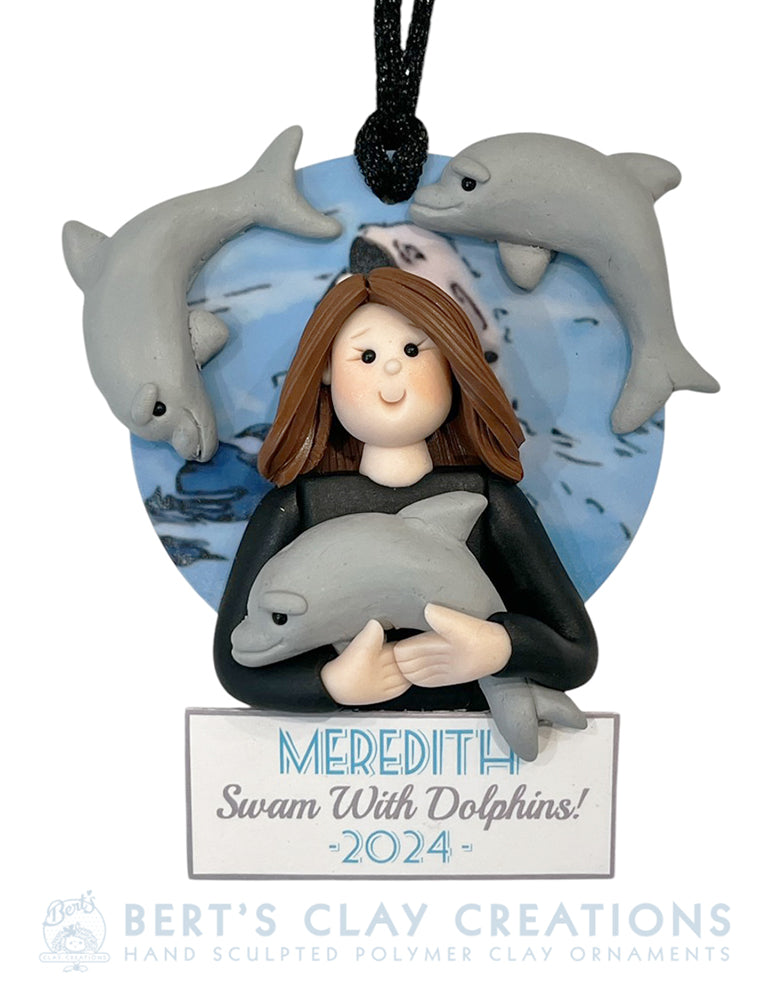 Swimming with Dolphins ornament - Bert's Clay Creations