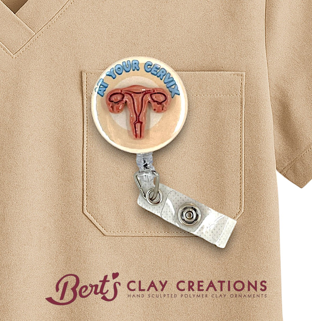 Cervix Anatomy Badge Reel Topper – Swappable ID Clip for Women’s Health & Medical Education