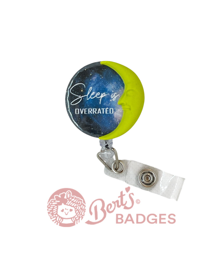 Night Shift Nurse Gift Badge Holder Retractable Reel Display Multiple Attachment Options Hospital Staff Identification System Moon Sky Theme Medical Worker Accessory Interchangeable Design Feature Quality Construction