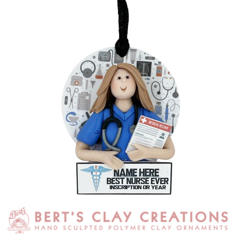 Nurse Ornament - Bust Version - Bert's Clay Creations