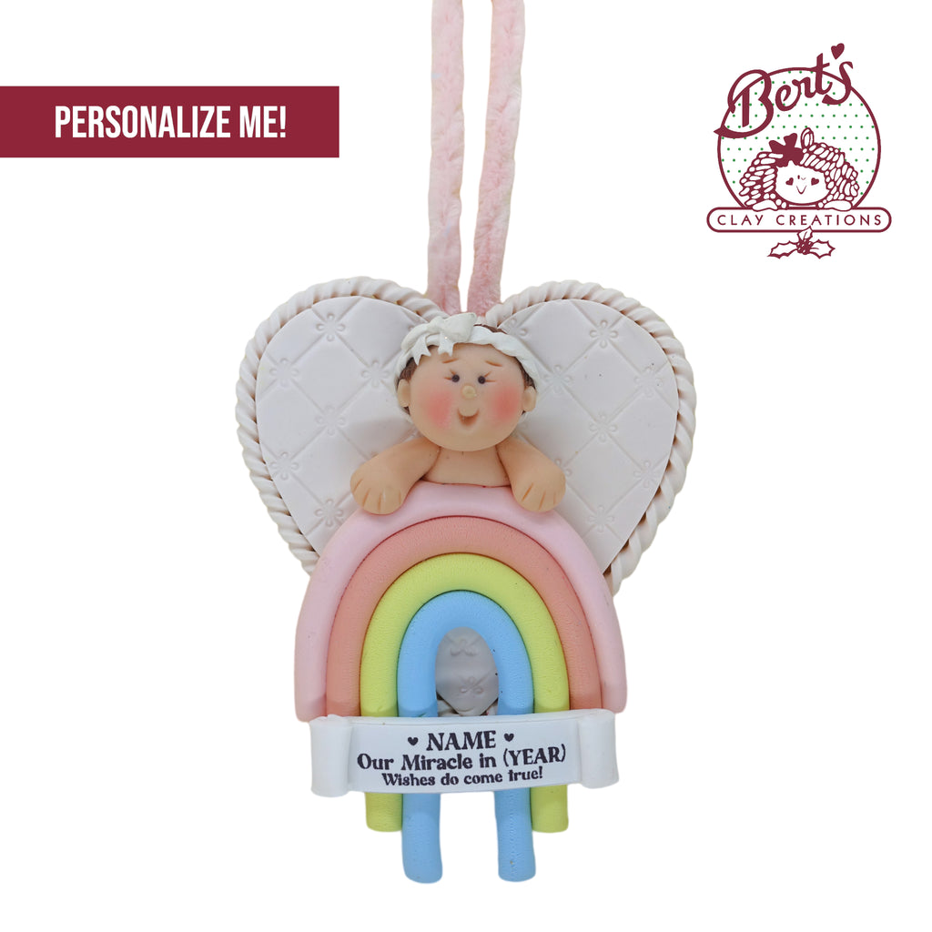 Rainbow Baby Ornament - Bert's Clay Creations
