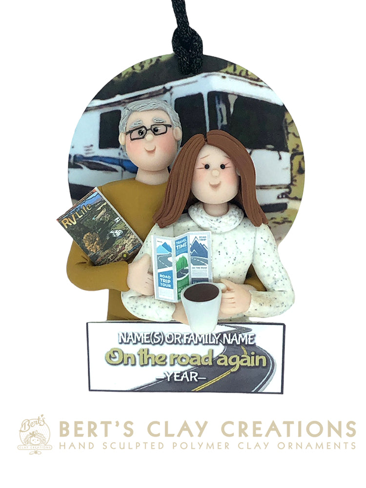 Motor Home / RV Couple Ornament - Bert's Clay Creations