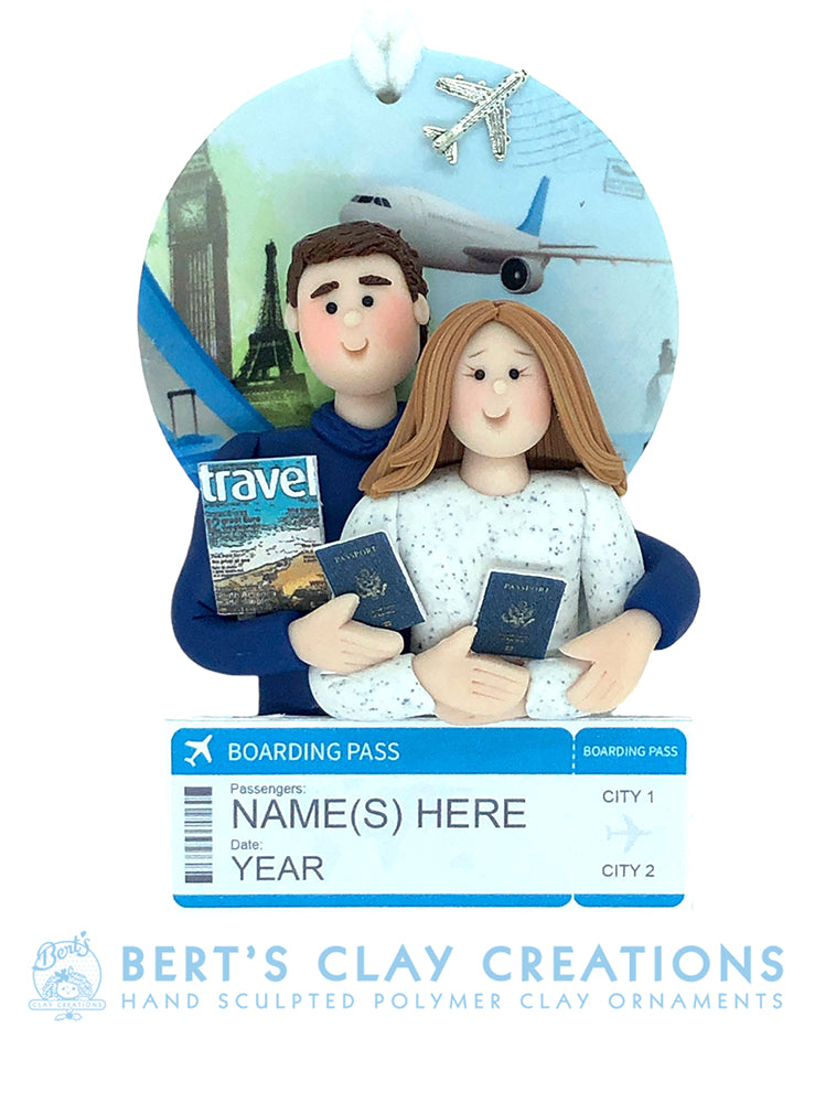 Travel Couple Ornament - Bert's Clay Creations