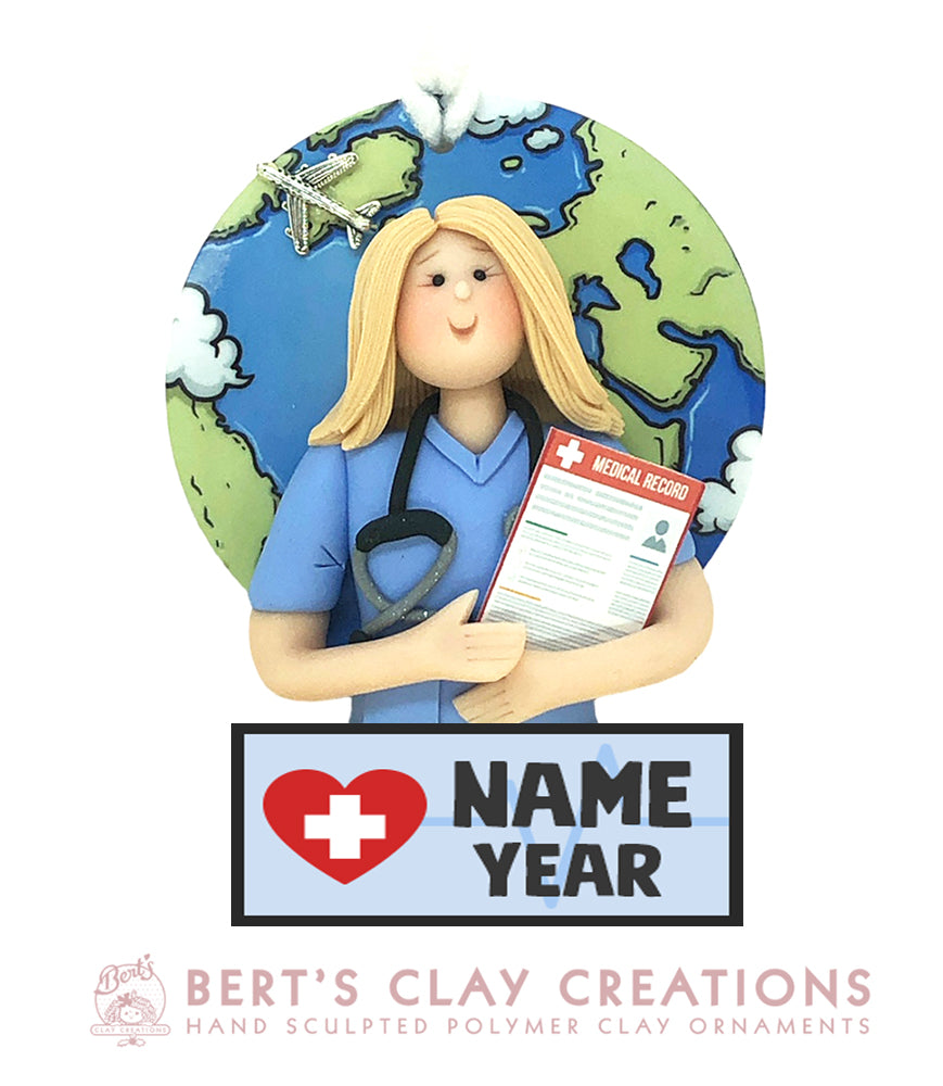 Travel Nurse Ornament - Bert's Clay Creations