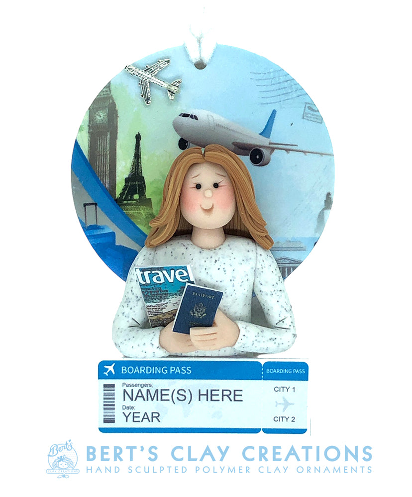 Traveler / Foreign Exchange / Study Abroad Ornament - Bert's Clay Creations