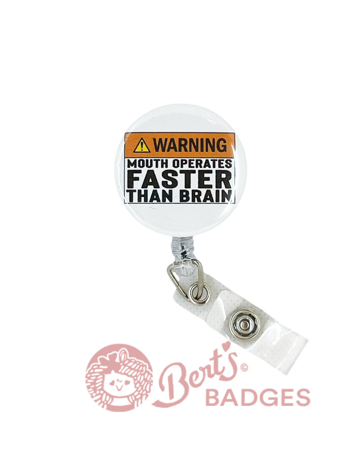 Professional Badge Display Humorous Warning Message Identity Holder Durable Construction Work Accessory Multiple Attachment Options Perfect Medical Staff Gift Fast Talker Theme Office Design Quality Materials Waterproof Construction Nurse Badge