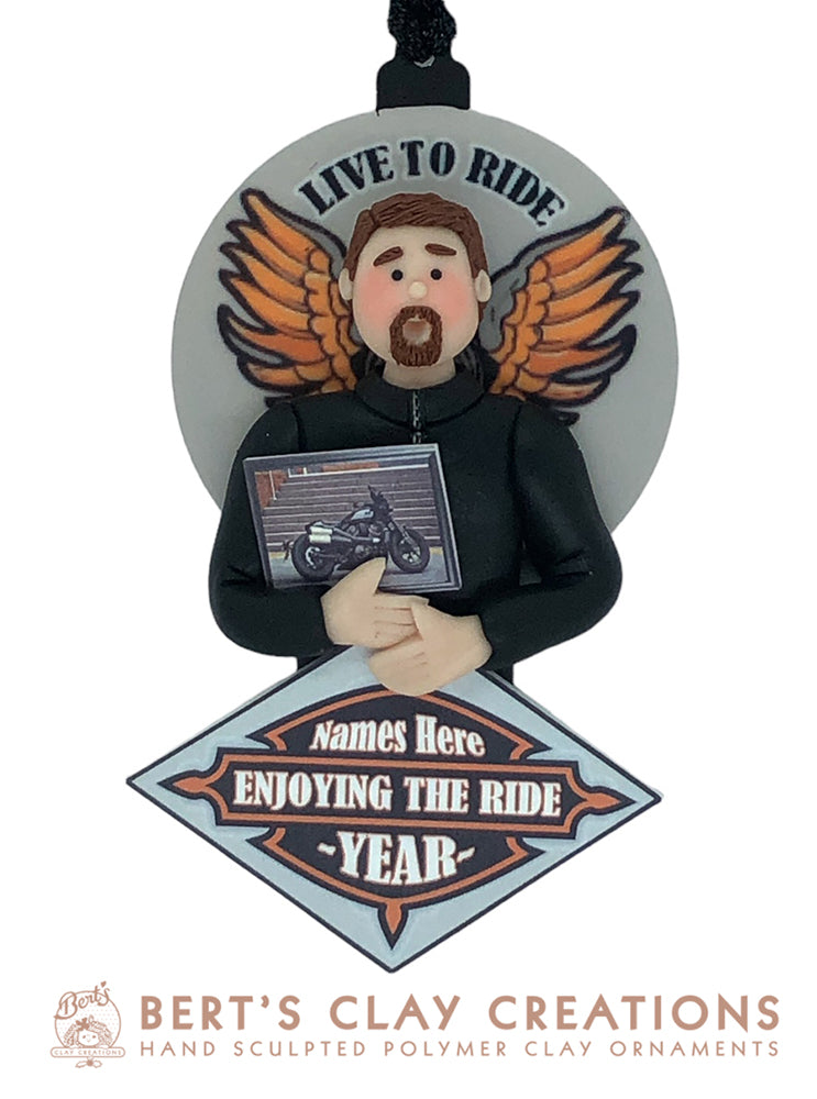 Biker / Motorcycle Ornament - Bert's Clay Creations