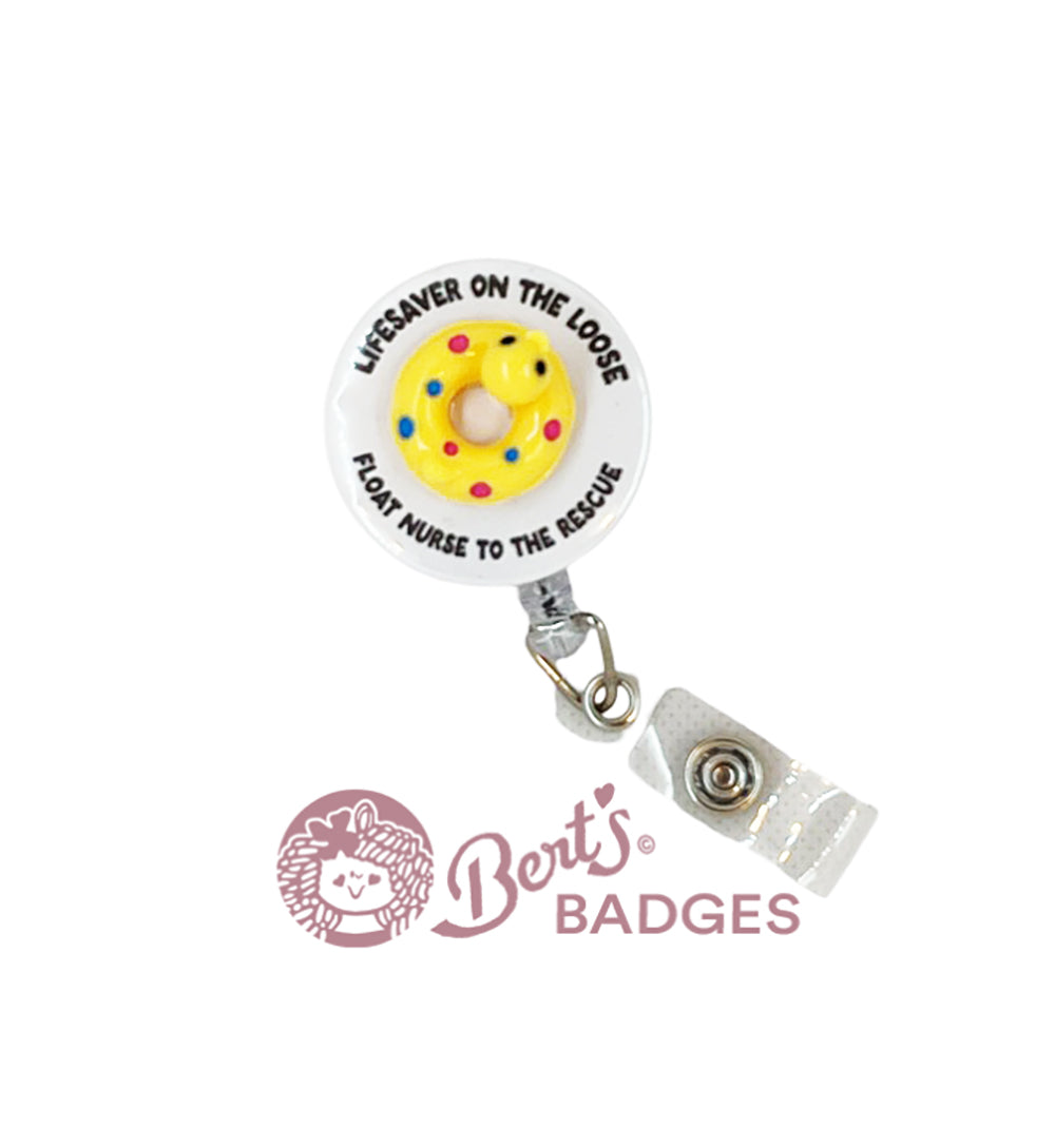 Float Nurse Badge Topper Professional Medical Staff Identification Waterproof Design Hospital Worker Gift Donut Theme Life Saver Message Healthcare Professional Accessory Durable Construction Multiple Attachment Options Premium Quality