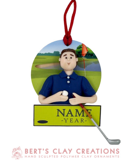Golfer / Golf Ornament - Bert's Clay Creations
