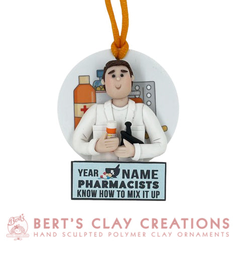 Pharmacist Ornament - Bert's Clay Creations
