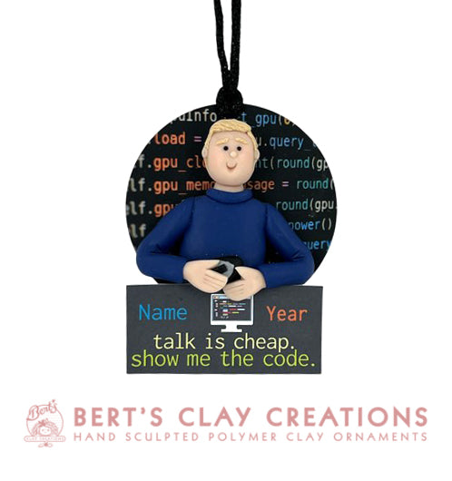 Computer Programmer or IT Specialist Ornament - Bert's Clay Creations