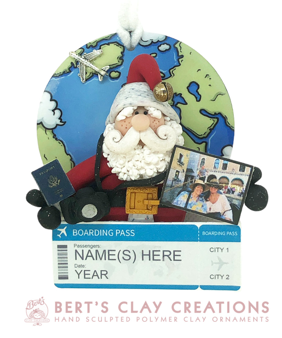 Travel Santa Ornament - Bert's Clay Creations