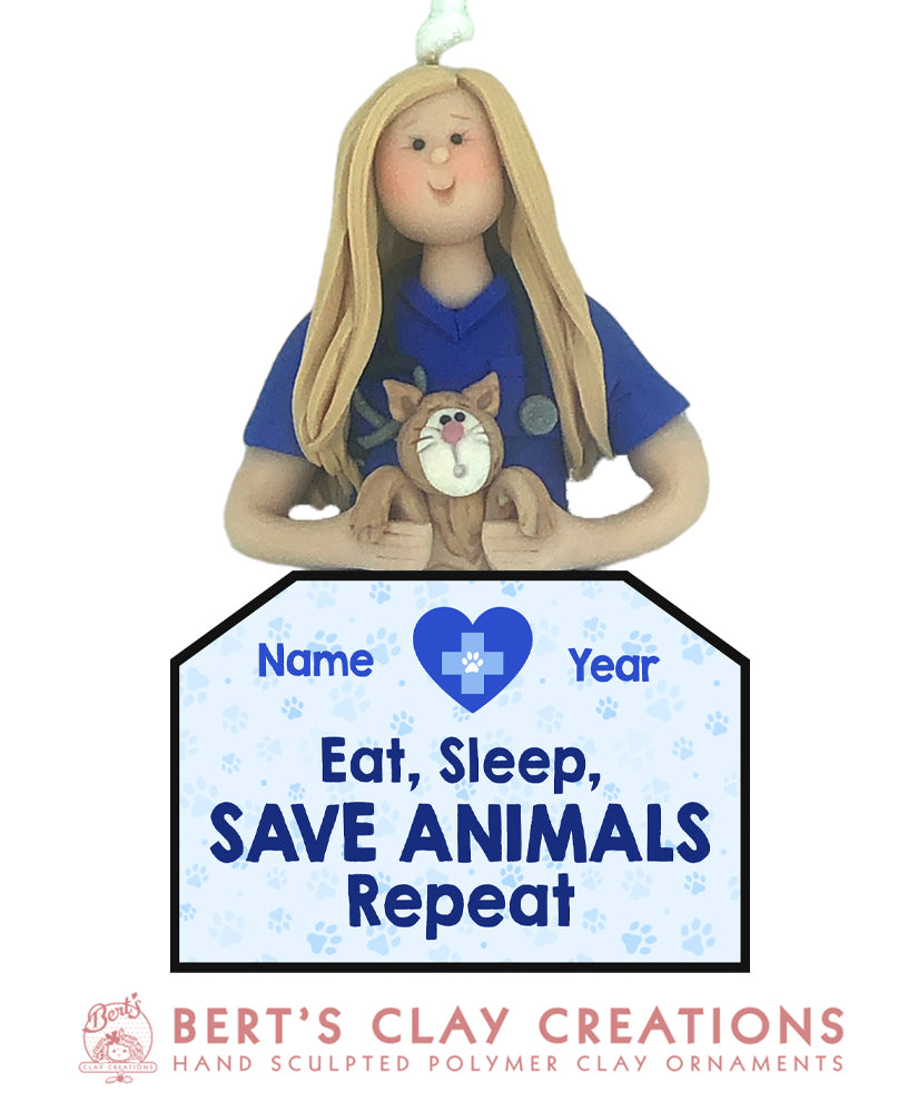 Vet Tech or Veterinarian Ornament - Bert's Clay Creations