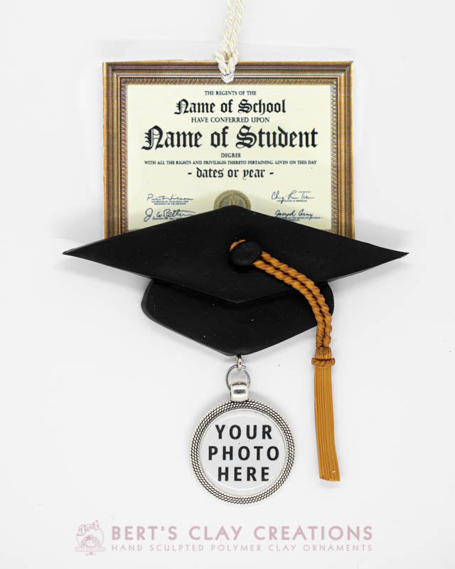 Diploma Ornament with Charm - Bert's Clay Creations