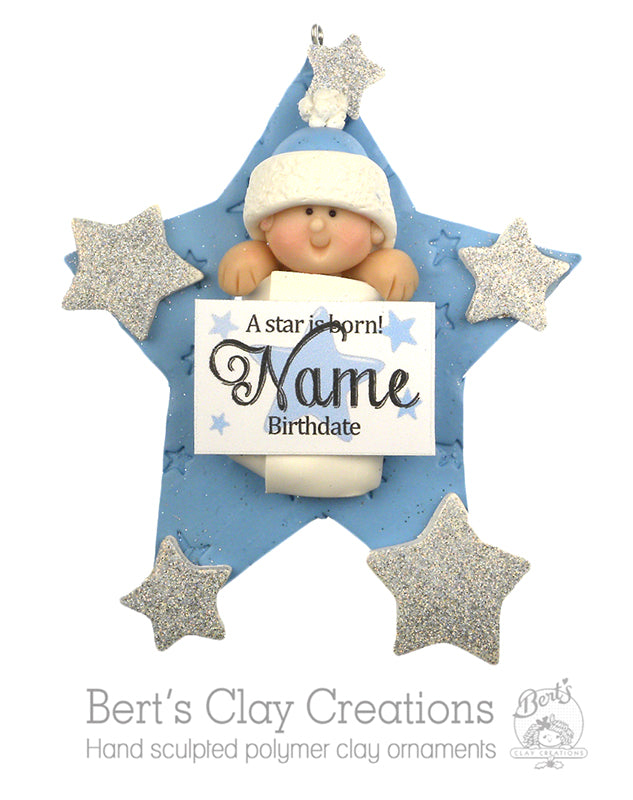 A Star is Born Ornament - With Baby - Bert's Clay Creations