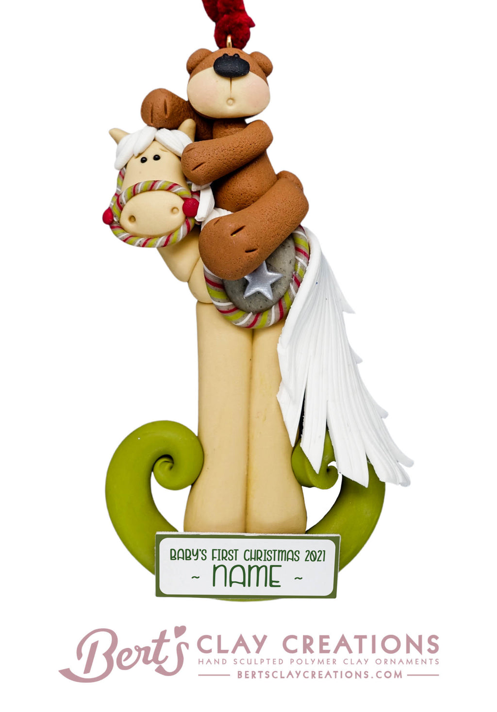 Classic Rocking Horse / Baby's First Christmas Ornament - gender neutral - Bert's Clay Creations