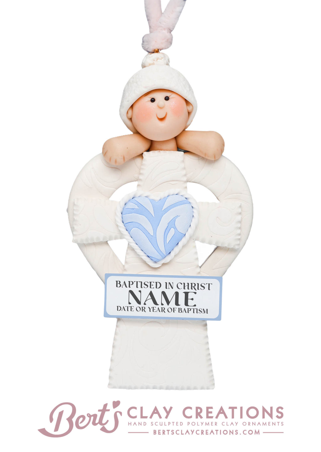 Baby Dedication or Baptism Ornament - Bert's Clay Creations