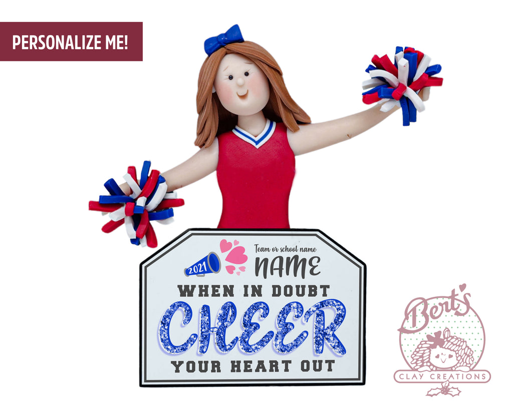 Cheerleader Ornament - Bert's Clay Creations