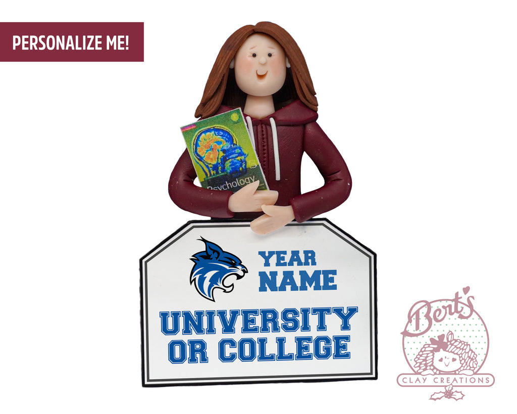 College Spirit / University Student Ornament - Bert's Clay Creations