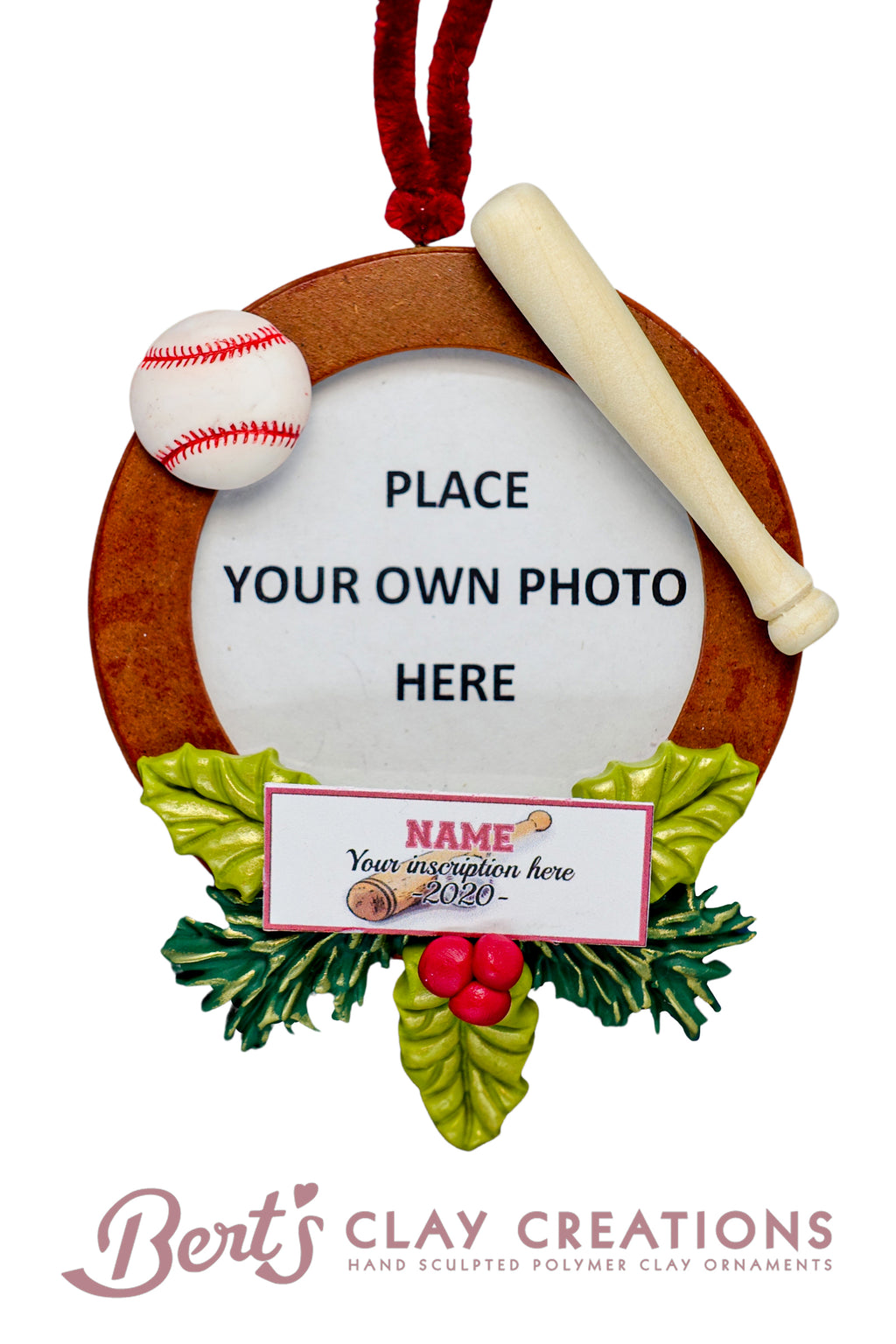 Baseball Player Frame Ornament - Bert's Clay Creations