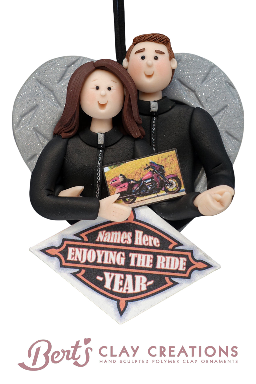 Biker Couple Ornament - Bert's Clay Creations
