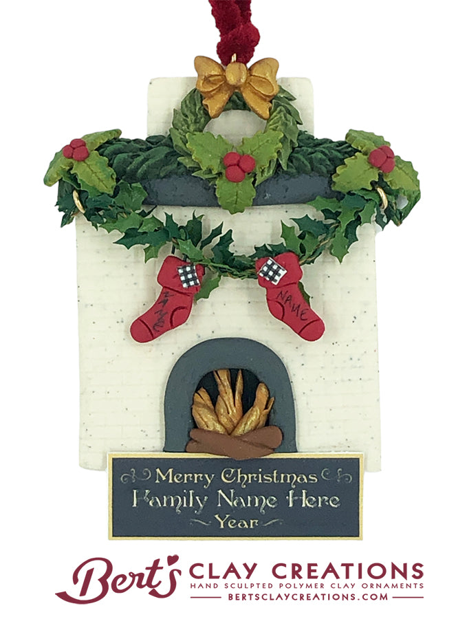 Bert's Classic Christmas - Family Fireplace Ornament - Bert's Clay Creations