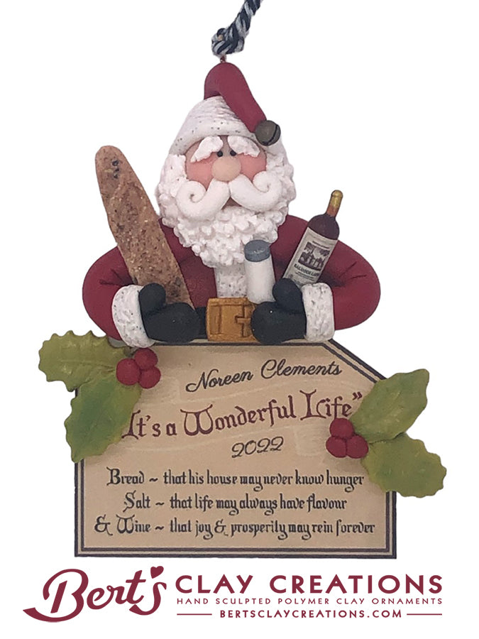 It's a Wonderful Life Santa Ornament - Bert's Clay Creations