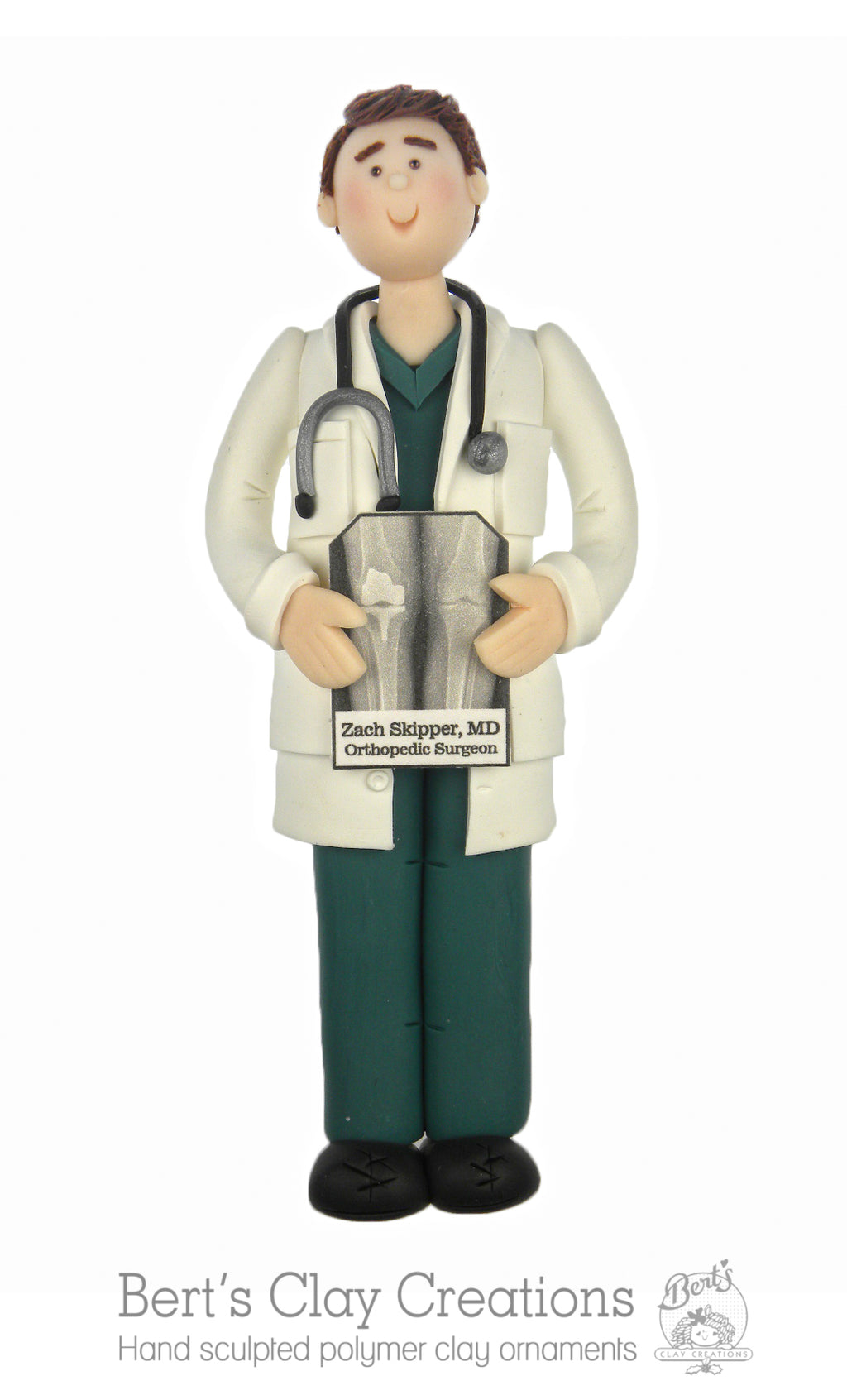 Doctor in Scrubs Ornament - Bert's Clay Creations