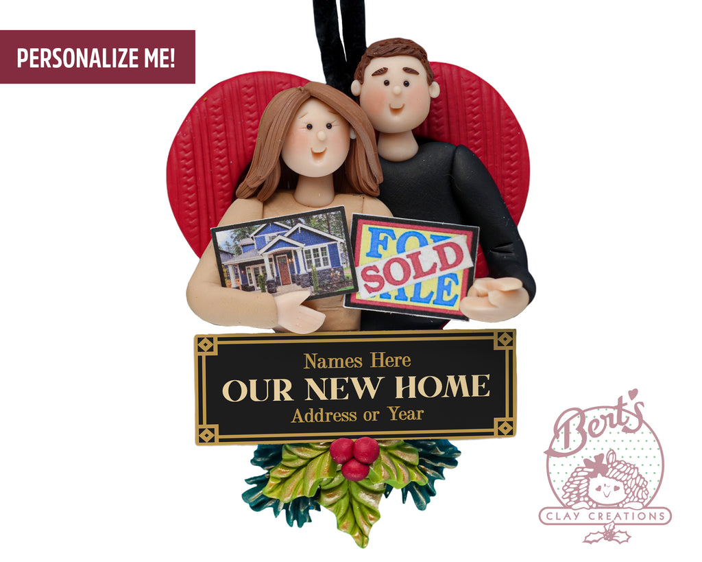 Our New or First Home Couple Ornament - Bert's Clay Creations