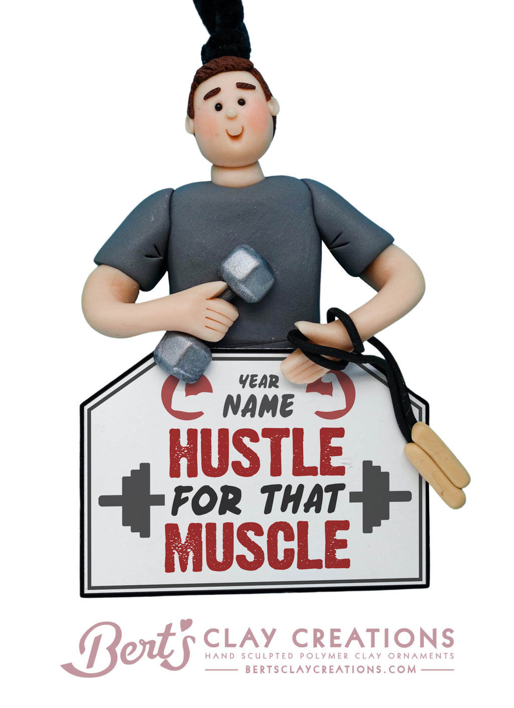 Personal Trainer or Body Builder Ornament - Bert's Clay Creations