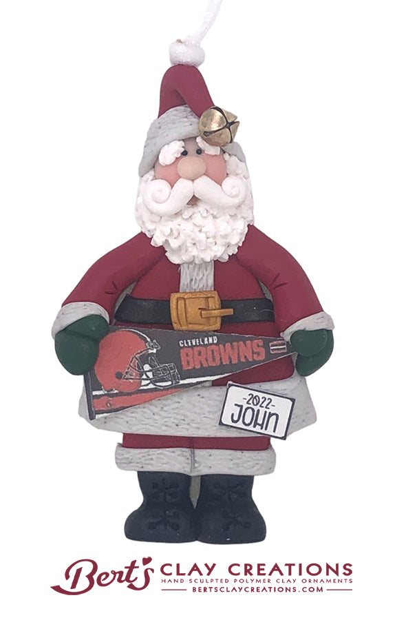 Santa's Favorite Team Pennant Ornament - Bert's Clay Creations