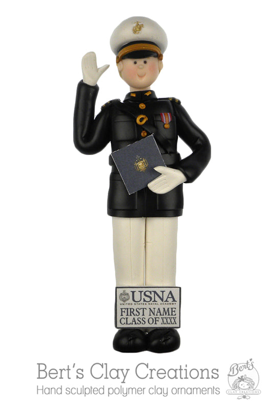 USNA Black Dress Uniform Graduate Ornament - Bert's Clay Creations