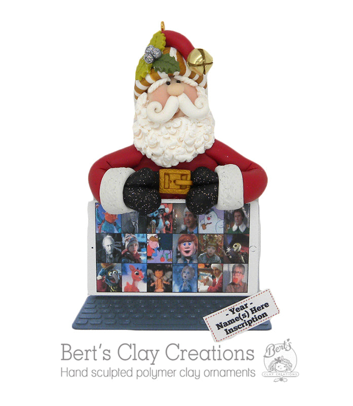 Zoom Santa Ornament - Bert's Clay Creations