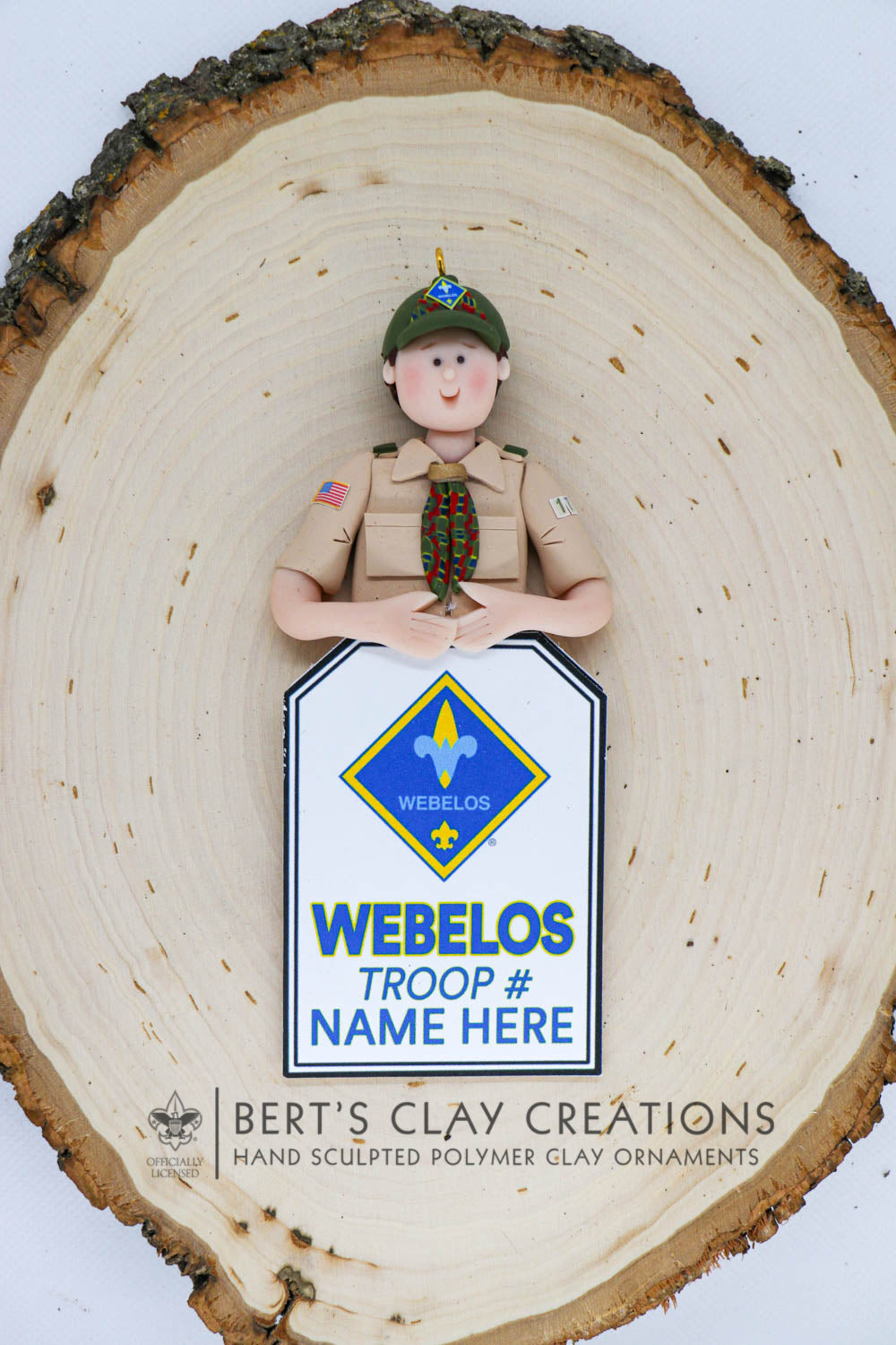 BSA - Webelos Scout Ornament (Bust Version) - Bert's Clay Creations