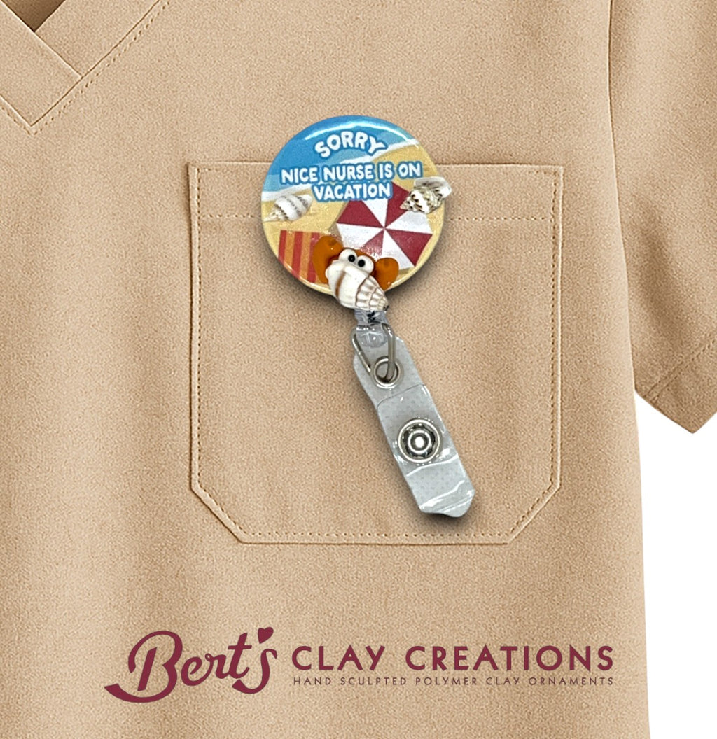 Swappable Badge Reel Topper - Beach Theme ID Badge - The Beach Is Where I Belong - Seashell Badge Clip - Summer Nurse Lanyard Gift