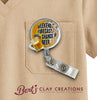 Weekend Forecast Beer Badge Topper – Swappable Clay ID Clip – Funny Beer Lover Gift – Handmade Work Accessory