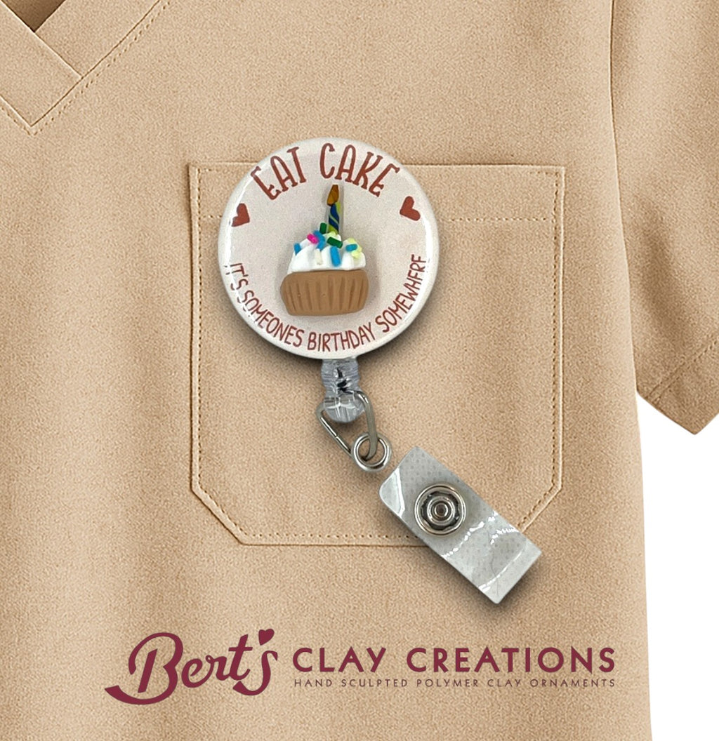 Swappable Badge Reel Topper – Cupcake Birthday ID Clip – Interchangeable Lanyard Accessory – MRI Safe – Nurse Gift – Party Badge Charm