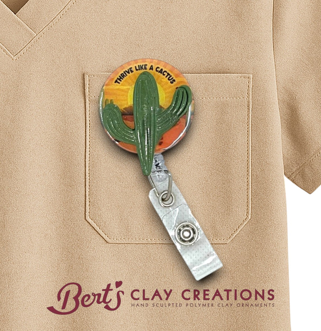 Swappable Badge Reel Topper – Cactus ID Clip – Interchangeable Lanyard Accessory – Nurse Gift – Motivational Badge Charm