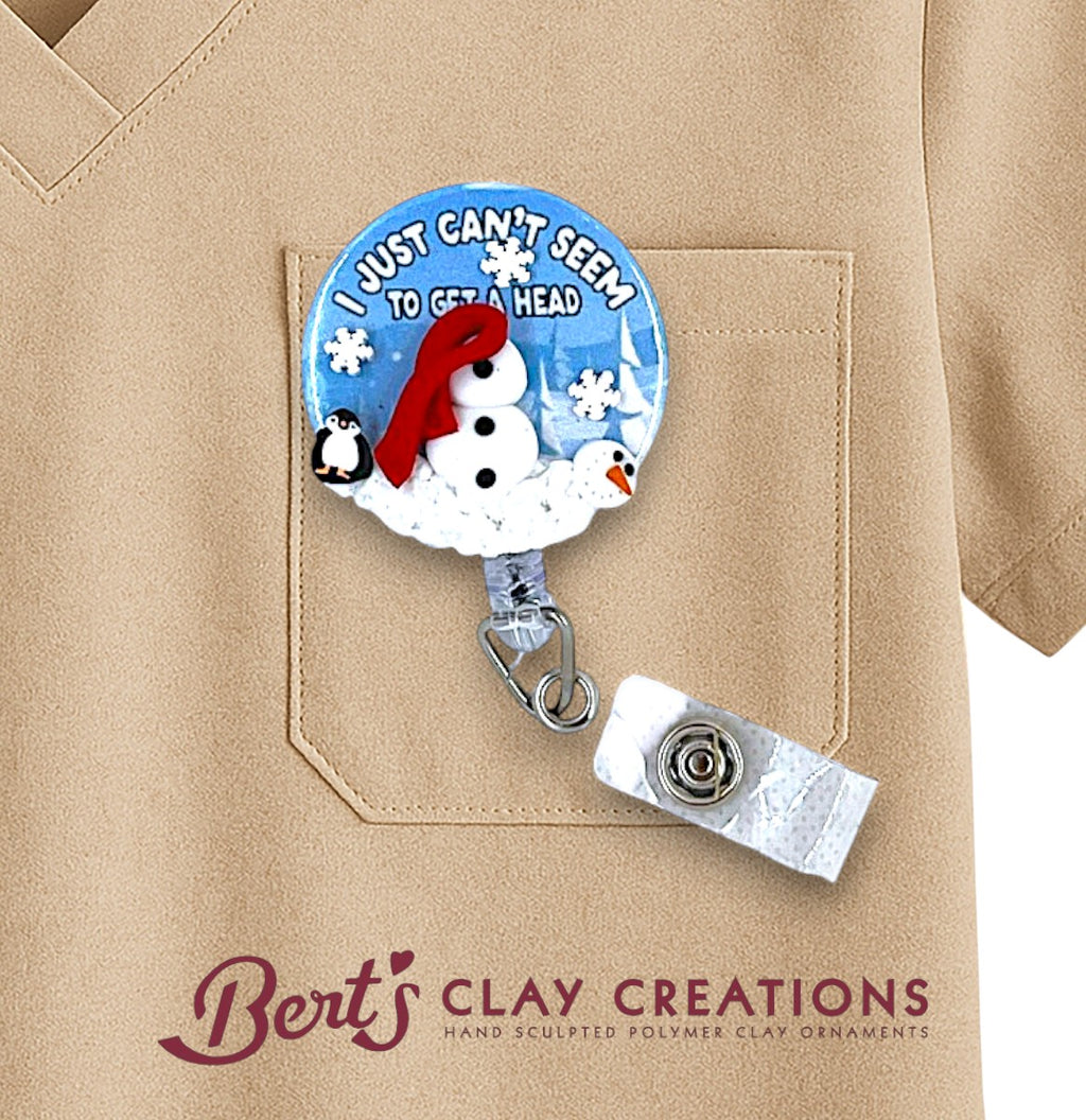 Snowman Badge Reel Swappable Topper