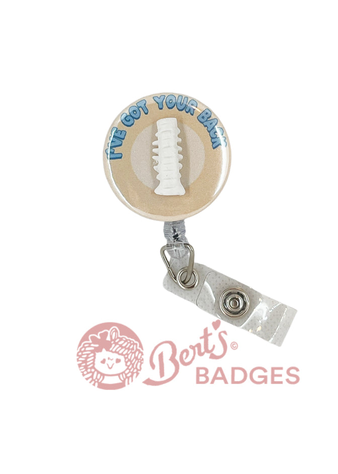 Chiropractor Medical Badge Topper Spine Design Staff Identification Tag Professional Construction Waterproof Material Multiple Attachment Options Hospital Workplace Accessory Durable Quality Build Medical Office Essential Hook Loop Backing
