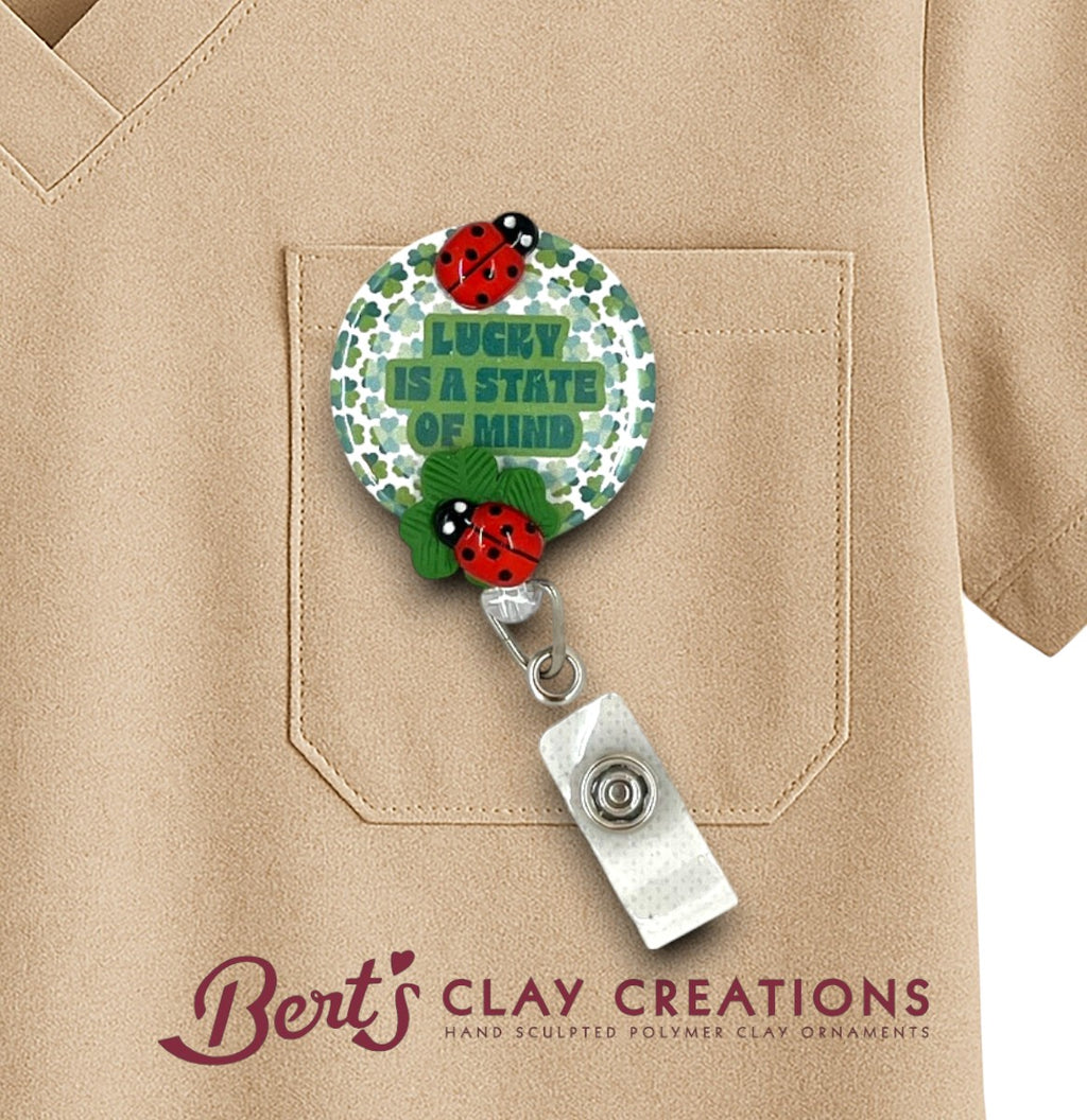 Good Luck Themed Swappable Badge Reel Topper - with inscription OPTIONS