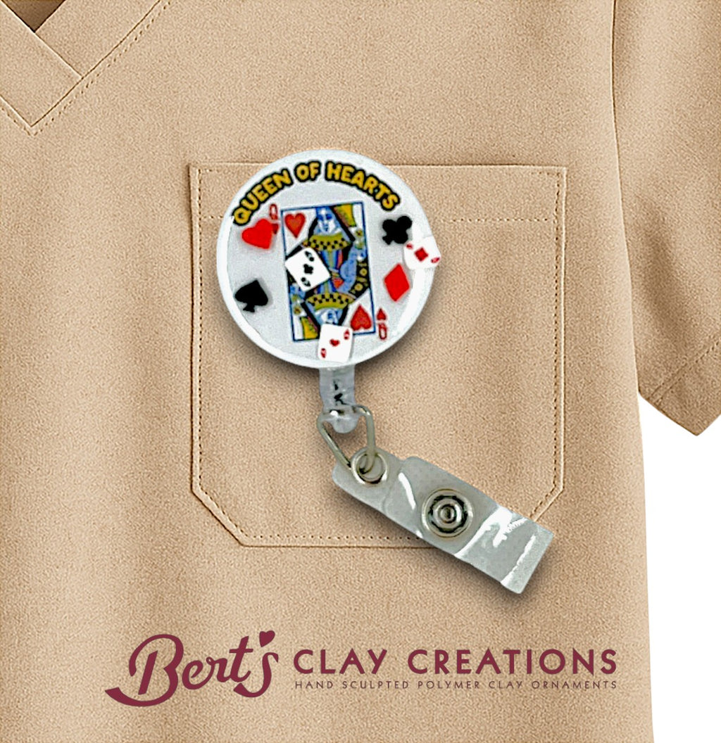 Swappable Badge Topper - Queen of Hearts Badge Topper – Handmade Casino Gift – Work Accessory – Lanyard Badge Flair for Nurses & Teachers