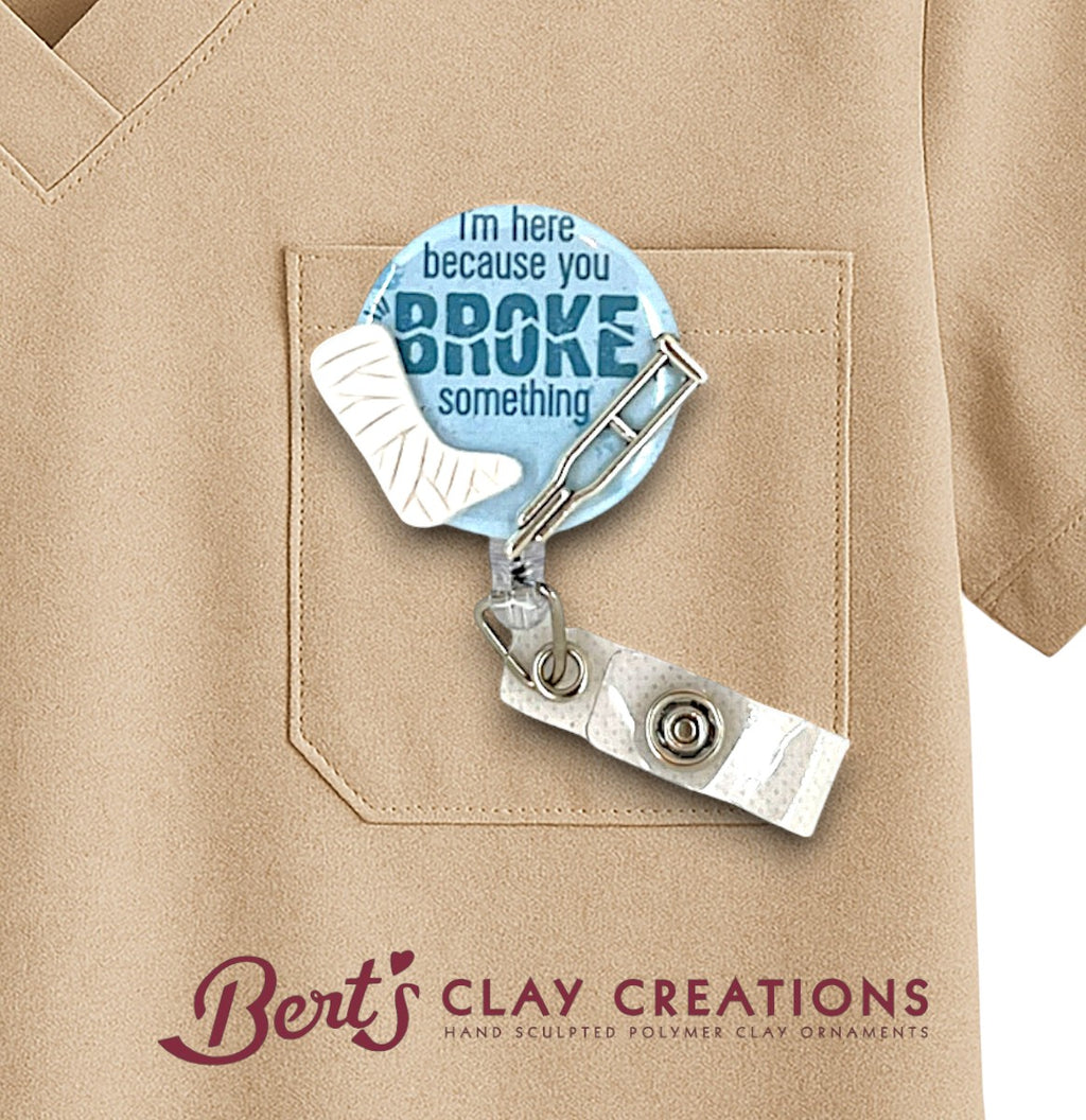 Swappable Badge Reel Topper | Orthopedic Surgeon Badge Clip | Broken Bone ID Holder | Funny Medical Staff Hospital Gift