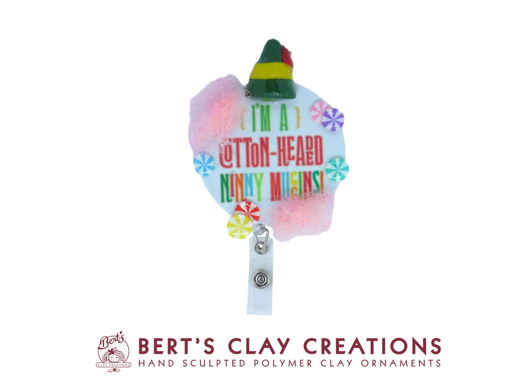 Cotton Candy Elf Badge Reel Topper