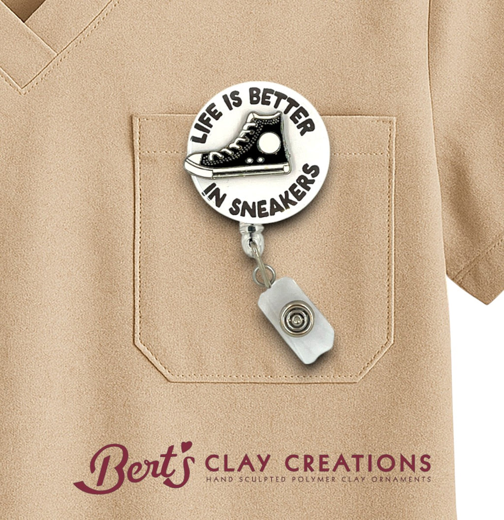 Swappable Badge Reel Topper – Sneaker ID Clip – Interchangeable Lanyard Accessory – MRI Safe – Nurse Gift – Fitness Badge Charm