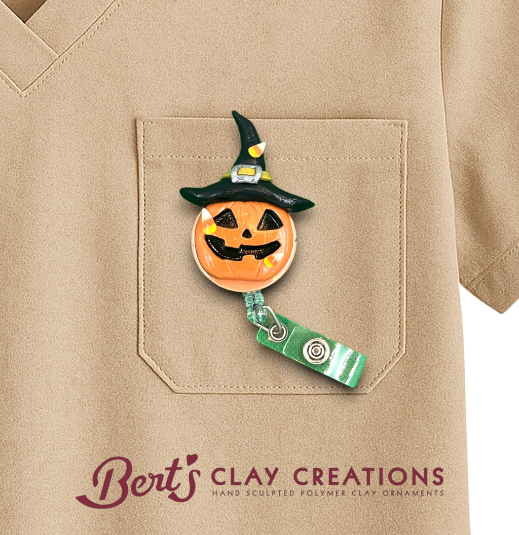 Halloween Pumpkin Badge Reel Topper