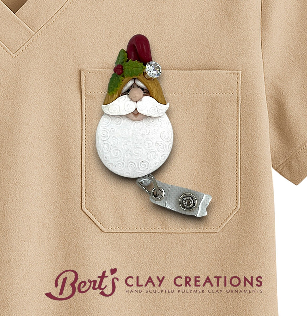 Santa Face Badge Reel Topper